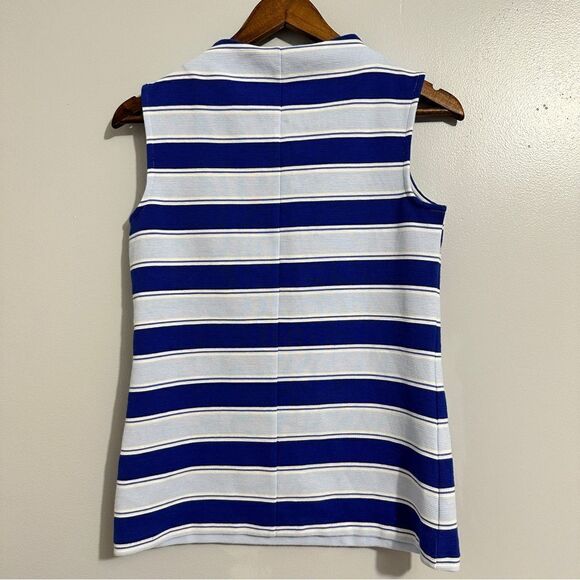 Talbots Sleeveless High Neck Tank Ribbed Bright Wide Stripes Stretchy. Size XS - Picture 3 of 5